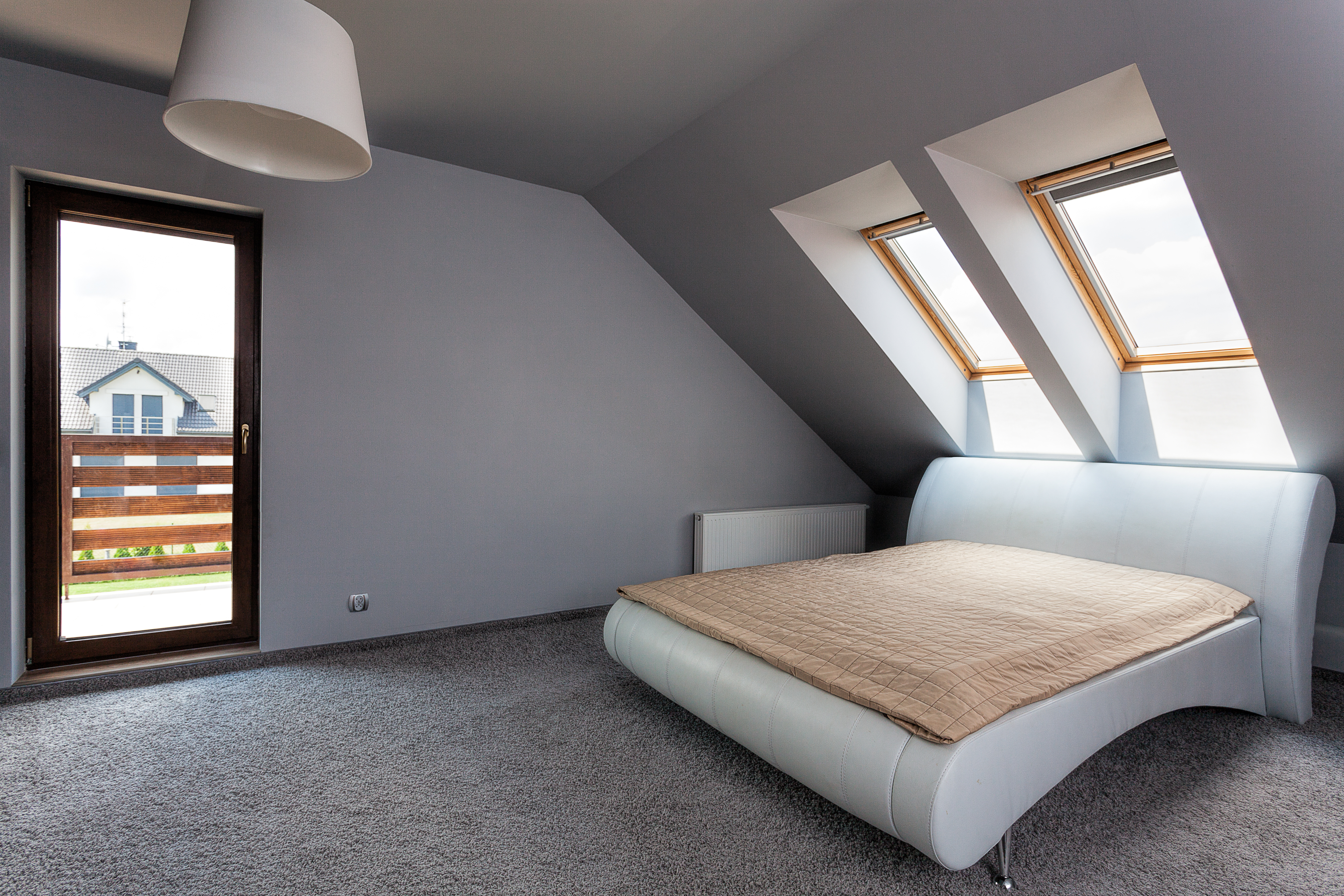 Urban apartment - modern bedroom on the attic
